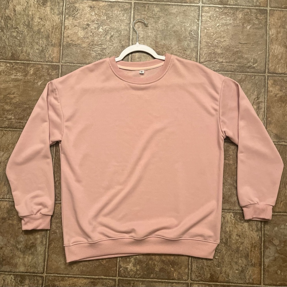 Dusty Rose Pink Oversized Crewneck Sweatshirt | Size Medium | Cozy Casual Lounge - Picture 3 of 4